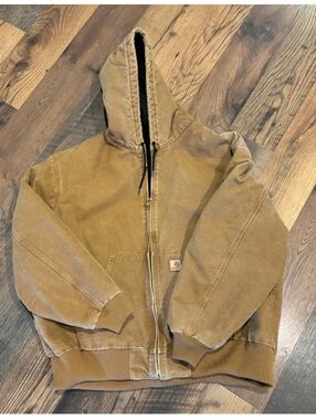 Carhartt Brown/Tan Zip-Up Duck Canvas Jacket